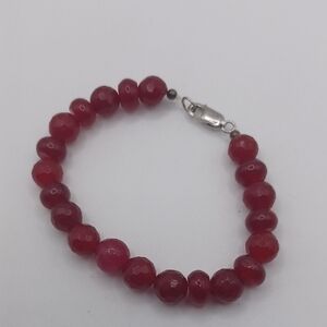 925 Garnet Beaded Bracelet